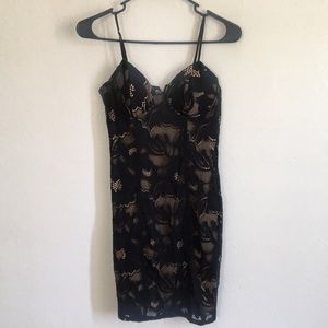 Black and nude bodycon dress